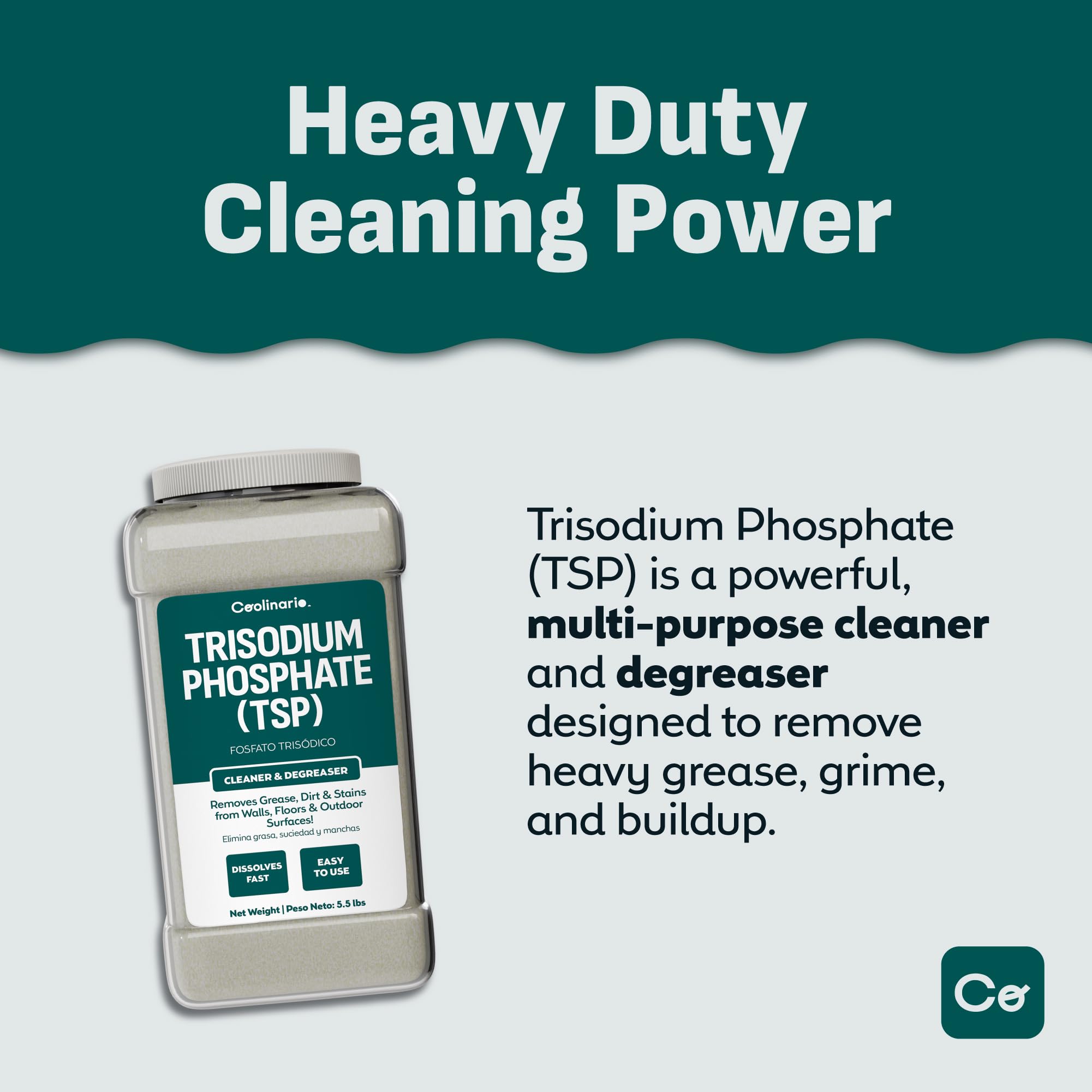 Coolinario Trisodium Phosphate - TSP Cleaner - 1 Gal (5.5 lbs) Heavy-Duty Cleaner & Degreaser for Walls, Floors & Outdoor Surfaces | Removes Grease