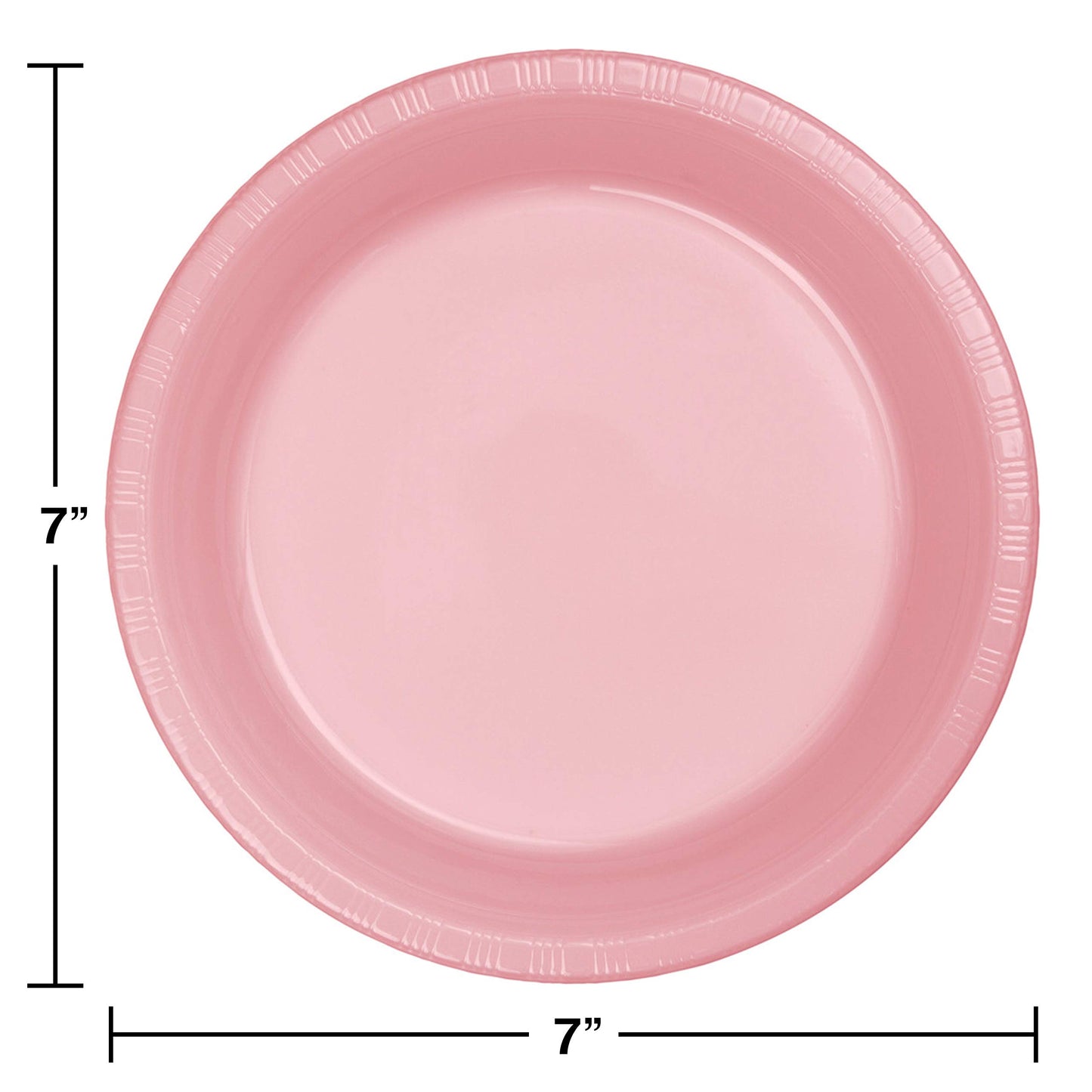 Creative Converting Touch of Color Plastic Lunch Plates Party Supplies, 7", Classic Pink, 20ct