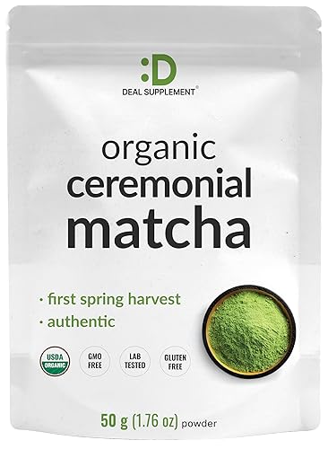 Organic Ceremonial Matcha Powder, 50g | Authentic Japanese First Spring Harvest | Stone-Ground Whole Leaf Green Tea | USDA Organic
