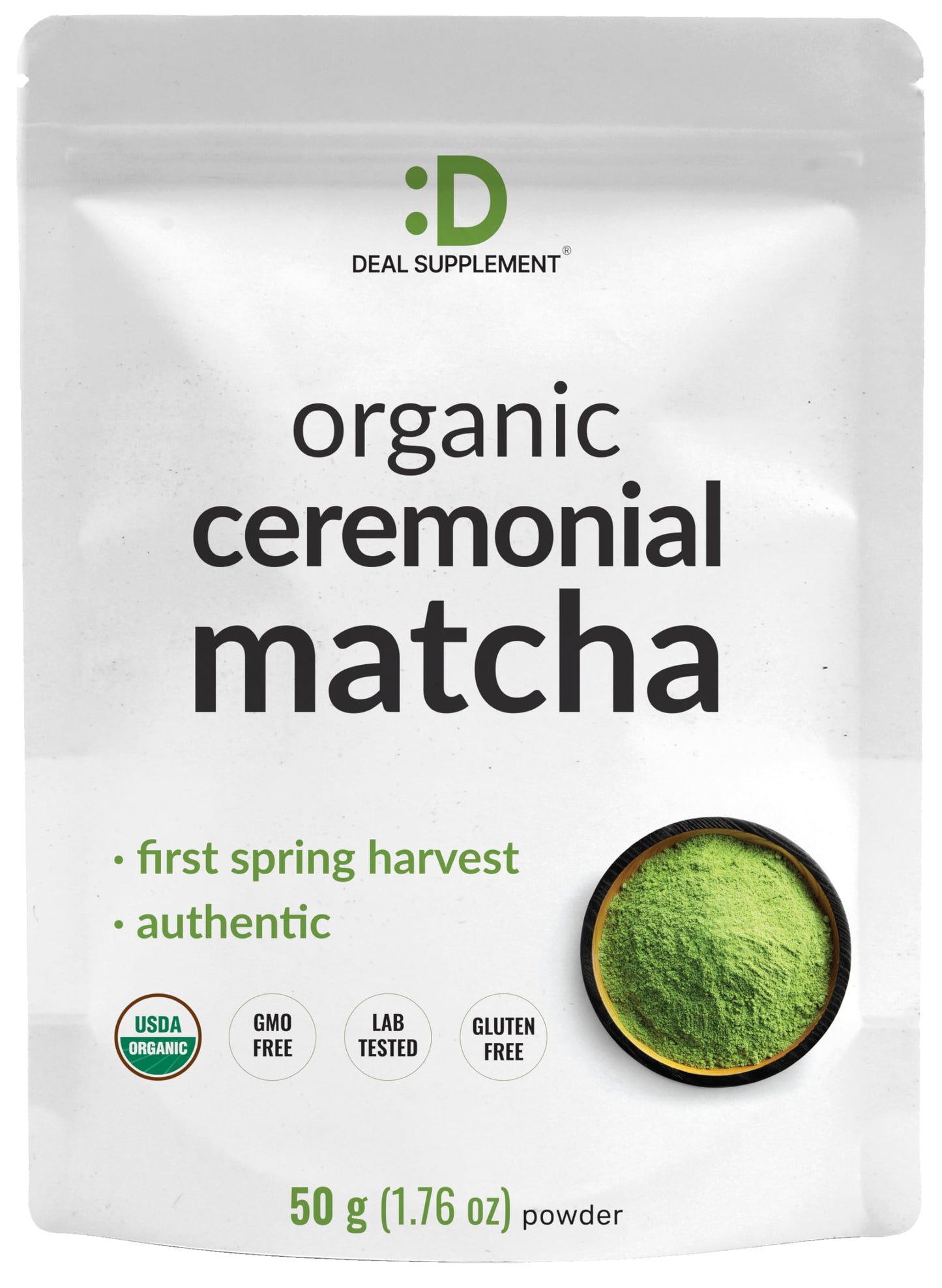 Organic Ceremonial Matcha Powder, 50g | Authentic Japanese First Spring Harvest | Stone-Ground Whole Leaf Green Tea | USDA Organic