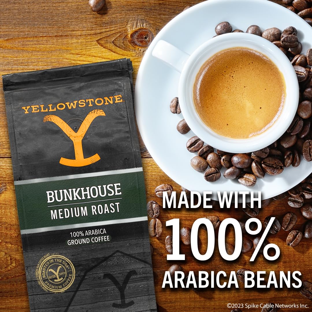 Yellowstone Bunkhouse Medium Roast Coffee,100% Arabica Ground Coffee, 12 oz.