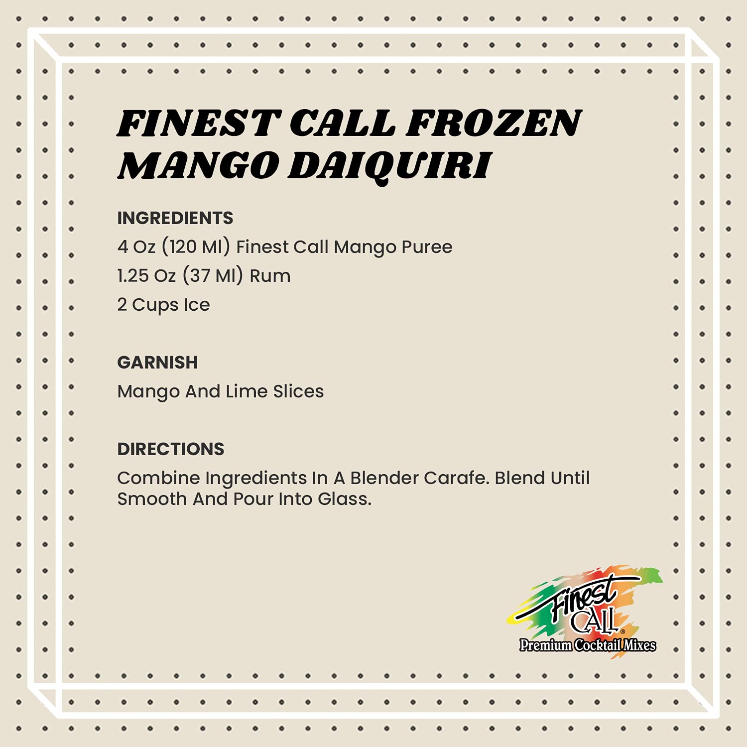 Finest Call Premium Mango Fruit Puree Drink Mix, 1 Liter Bottle (33.8 Fl Oz), Individually Boxed