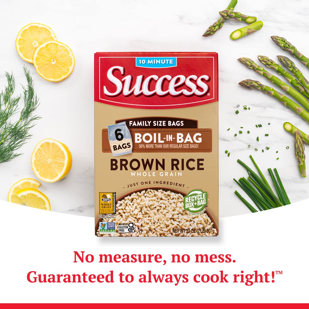 Success Boil-in-Bag Rice, Brown Rice, Quick and Easy Rice Meals, 32-Ounce Box