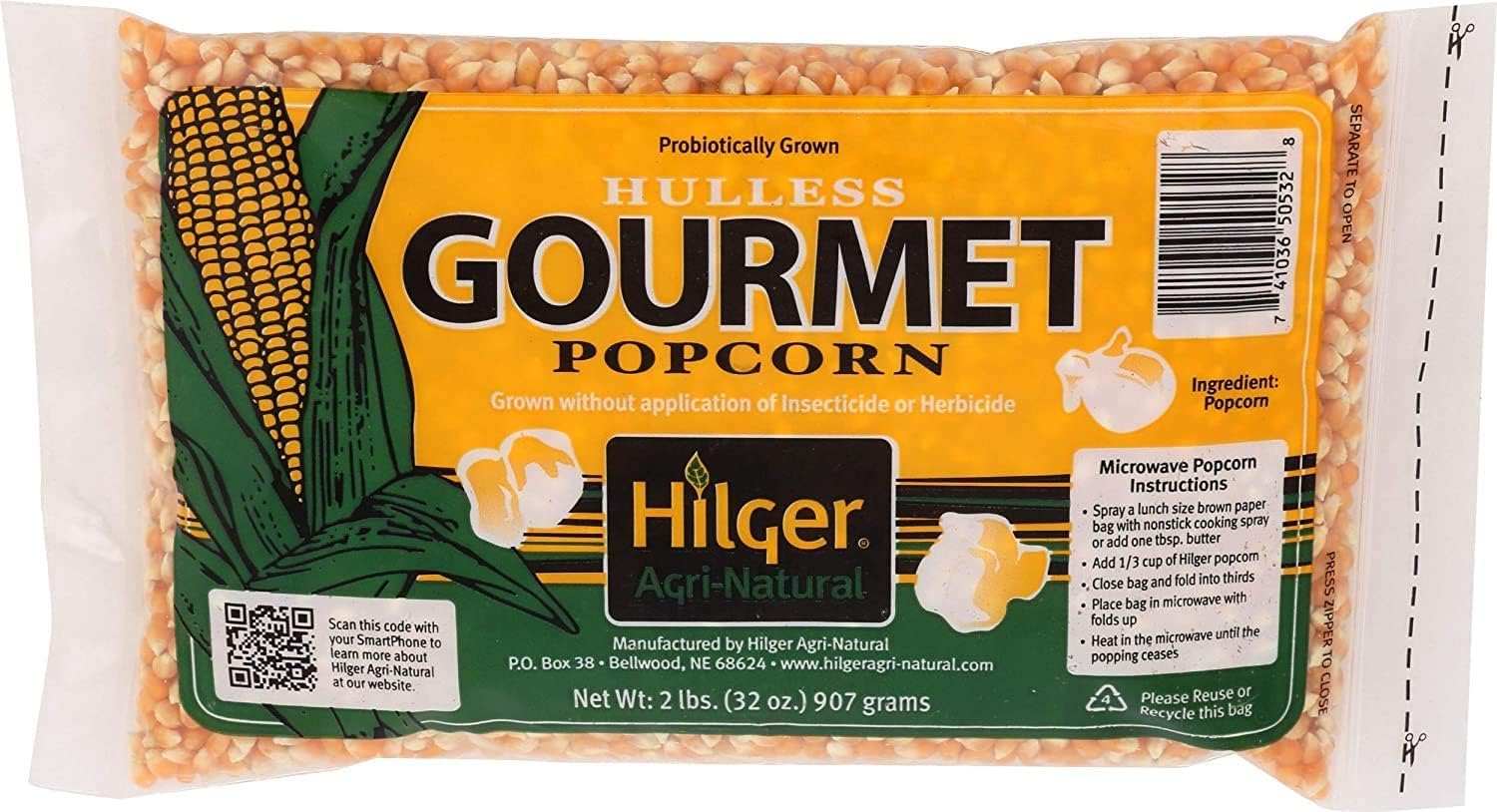 Hilger's Agri-Natural Hulless Gourmet Popcorn, Made in Bellwood, Nebraska-Made in the USA 3 Pack