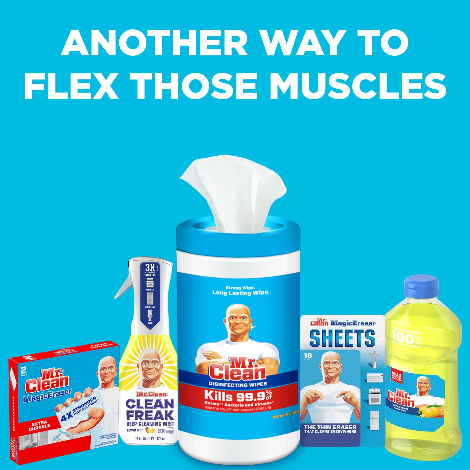 Mr. Clean All Purpose Cleaner, Clean Freak Mist Cleaning Kit for Bathroom & Kitchen Cleaner, Lemon Scent, Includes 1 Spray Bottle (16 oz) and 1 Large