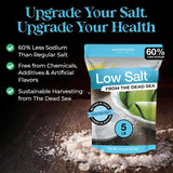 Aromasong Low Sodium Sea Salt - 100% Natural - 60% Less Sodium - Bulk 5 Lb Bag - Fine Grain Dead Sea Potassium Chloride with Dead Sea Salt