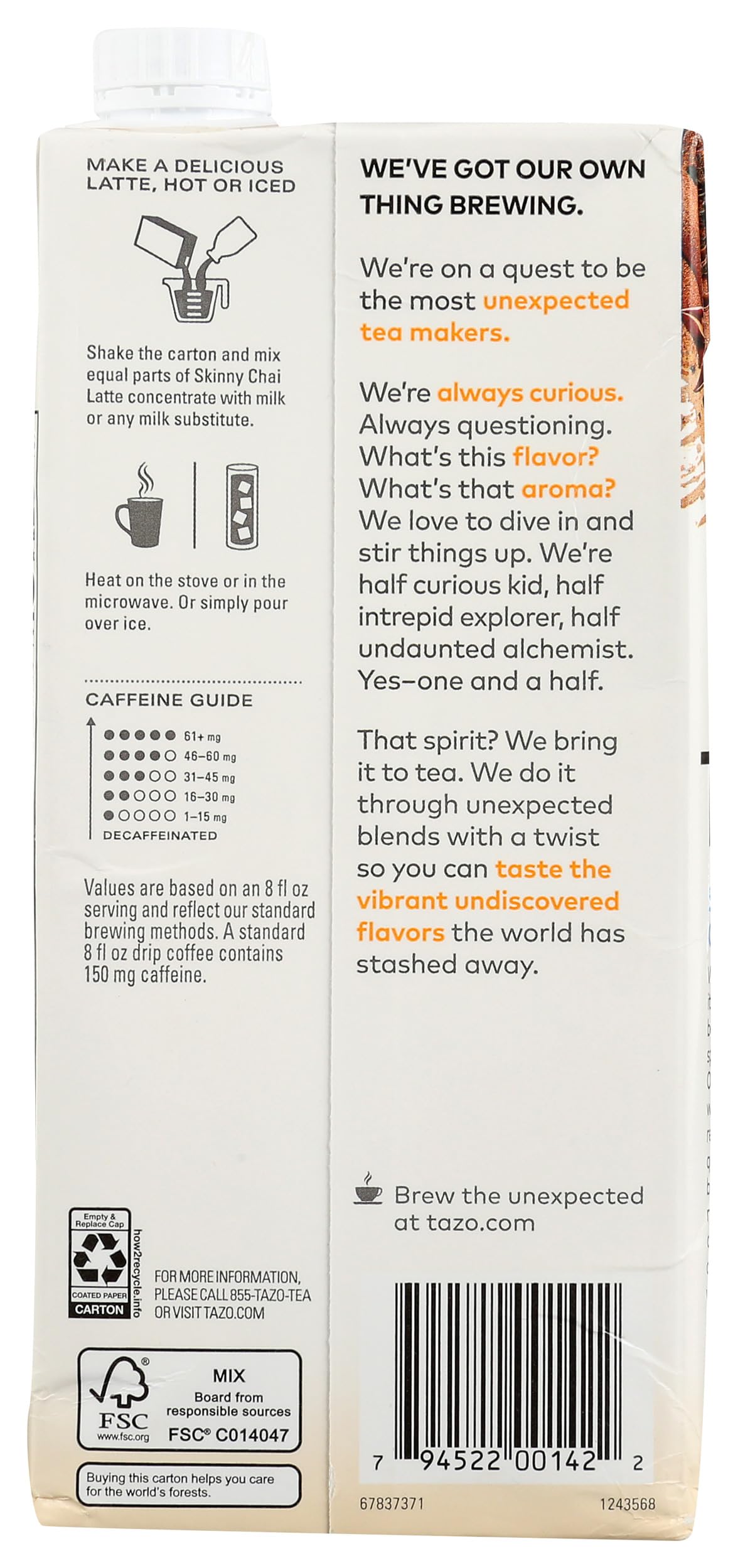 TAZO Skinny Chai Tea Latte Concentrate, 32 FZ