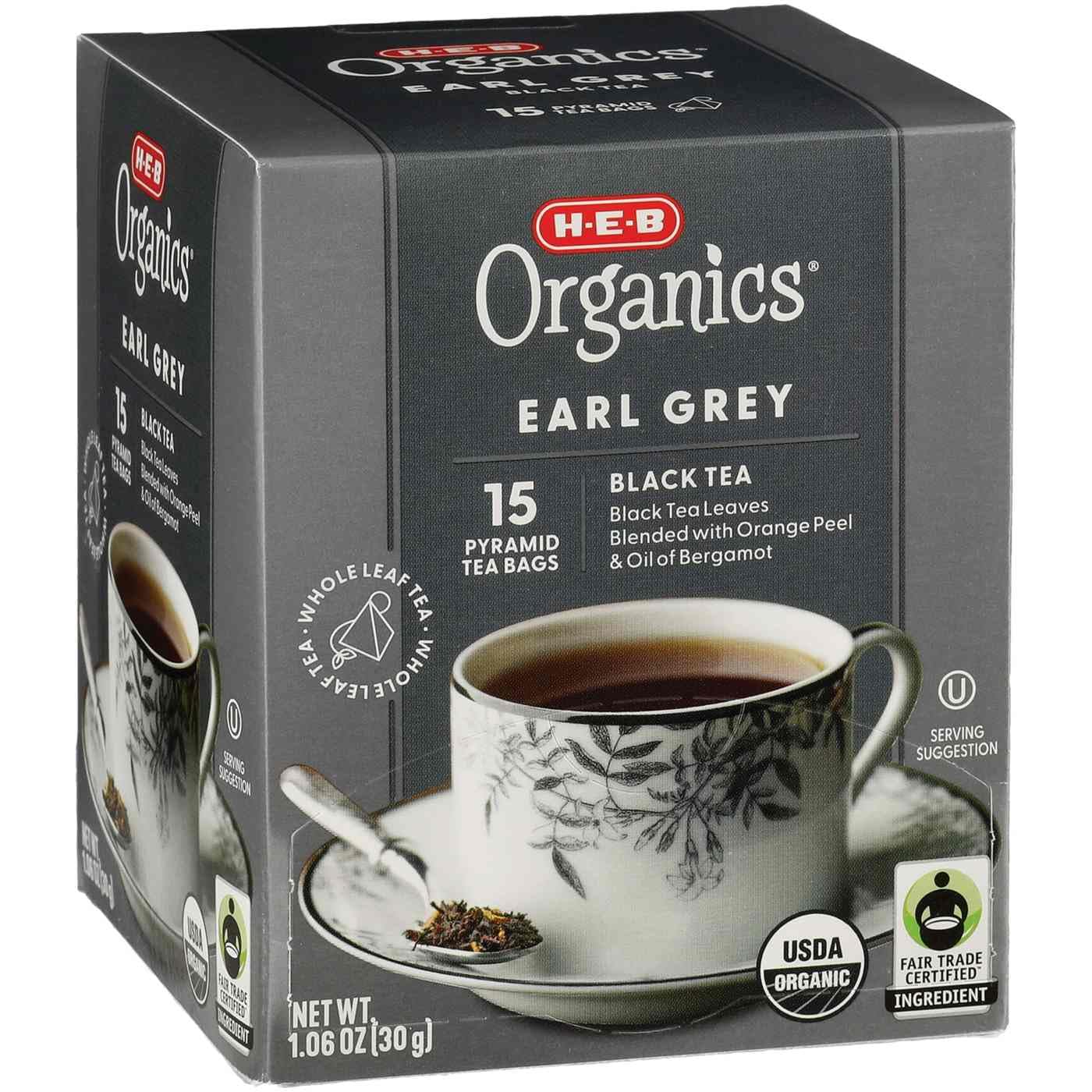 HEB H?E?B Organics Earl Gray Pyramid Black Tea Bags 2 Boxes
