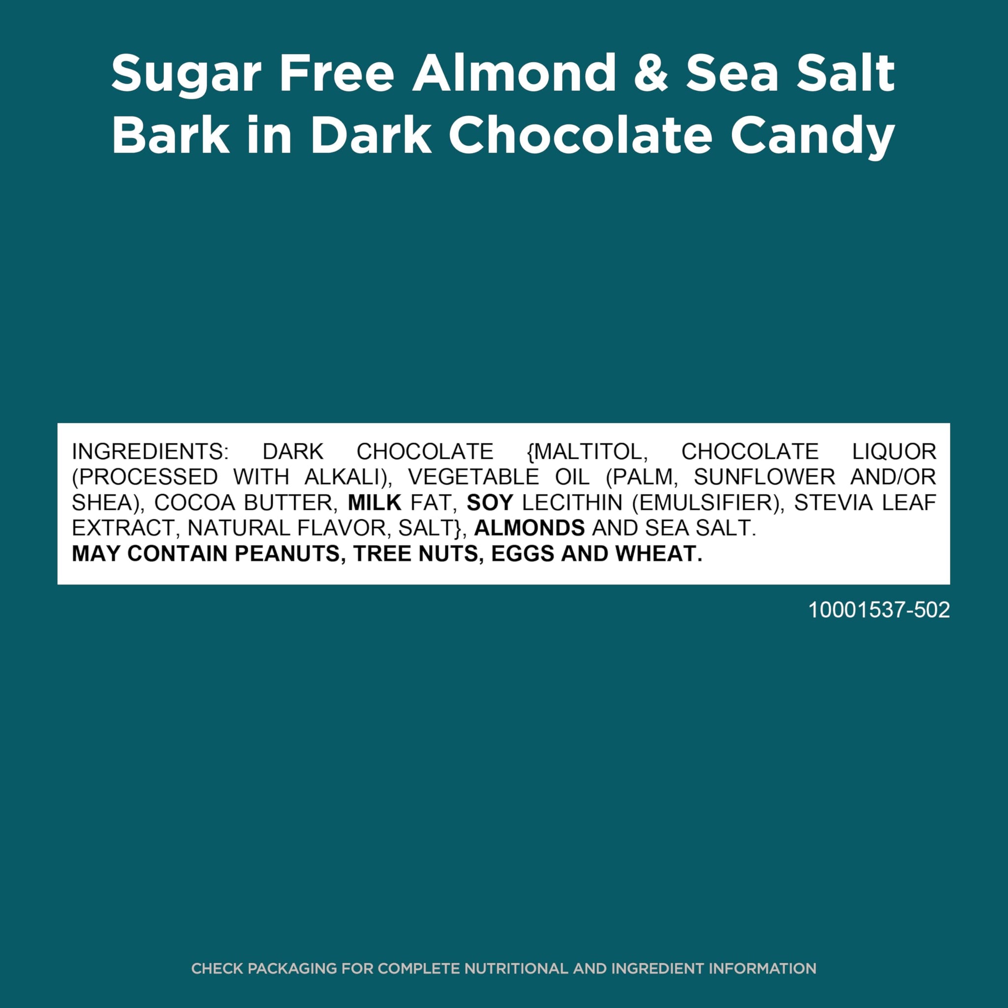 RUSSELL STOVER Sugar Free Dark Chocolate Almond & Sea Salt Bark, 7.5 oz bag (? 24 pieces)