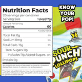 Adams & Brooks, Inc. Sour Punch Lollipops Sour Fruit, Individually Wrapped 36 Count