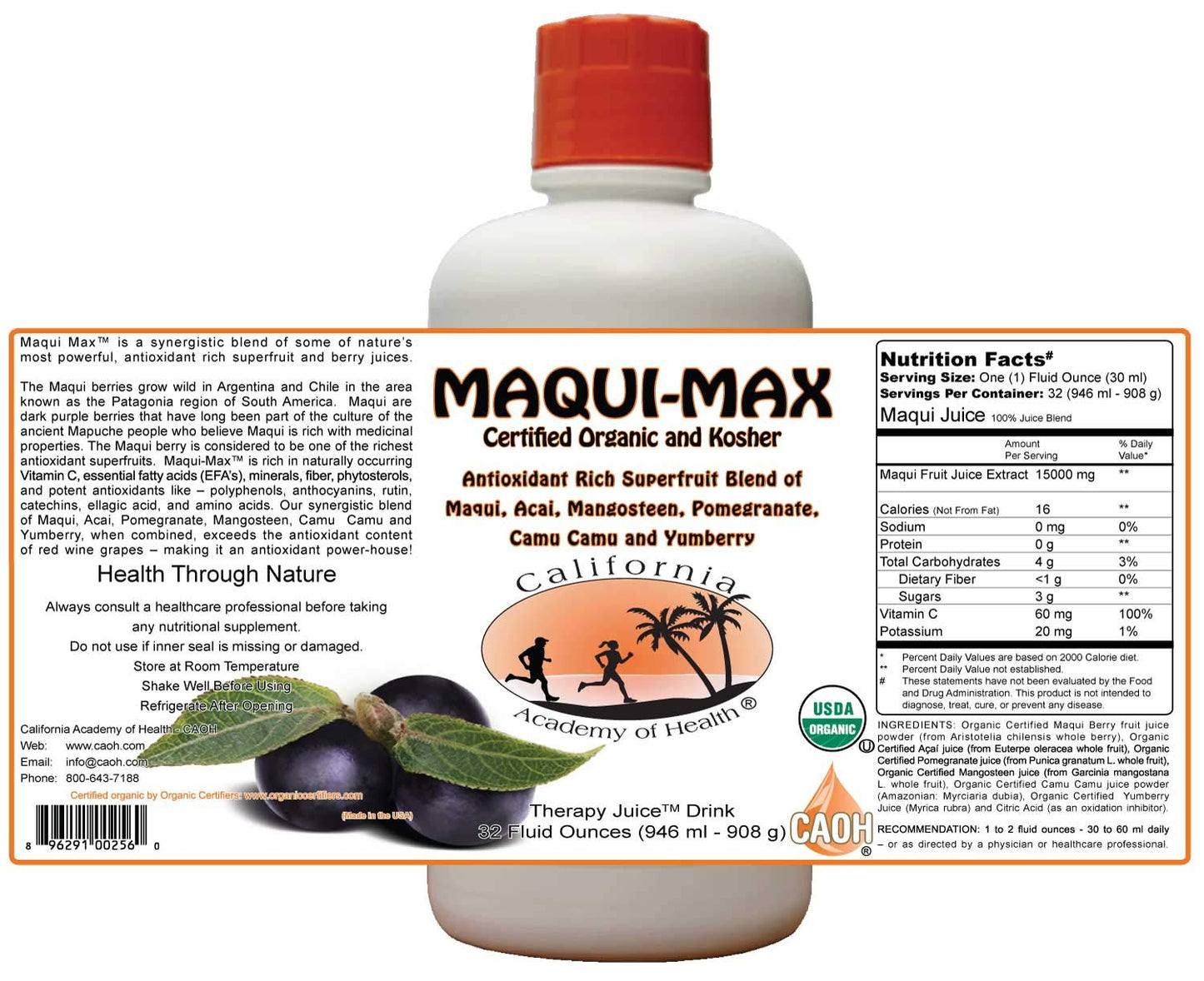 Maqui Max - Organic Maqui Juice Blend from CAOH® (1-32 oz Bottle)