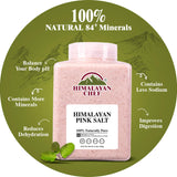 Himalayan Chef Pink Salt Fine Plastic Jar 5 Lbs, Pure 100% Natural Gourmet Pink Salt, Add Essential Minerals | Perfect for cooking & Seasoning, Pack