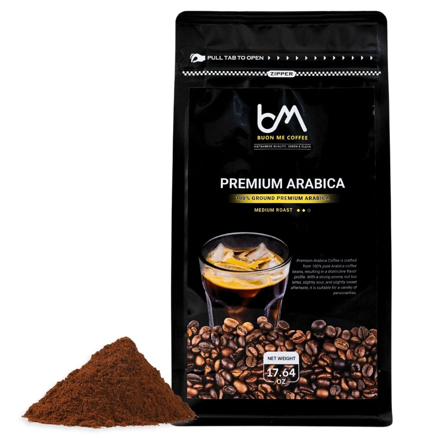 Buon Me Coffee Premium Arabica Ground Coffee Medium Roast, 100% Original Arabica Coffee Beans Medium Roast Vietnamese Coffee, Strong Flavor
