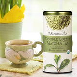 The Republic of Tea 100% Organic Double Green Matcha Tea Bags (40051) - Green Tea and Organic Stone-Ground Japanese Tencha Leaves - Matcha Tea Powder