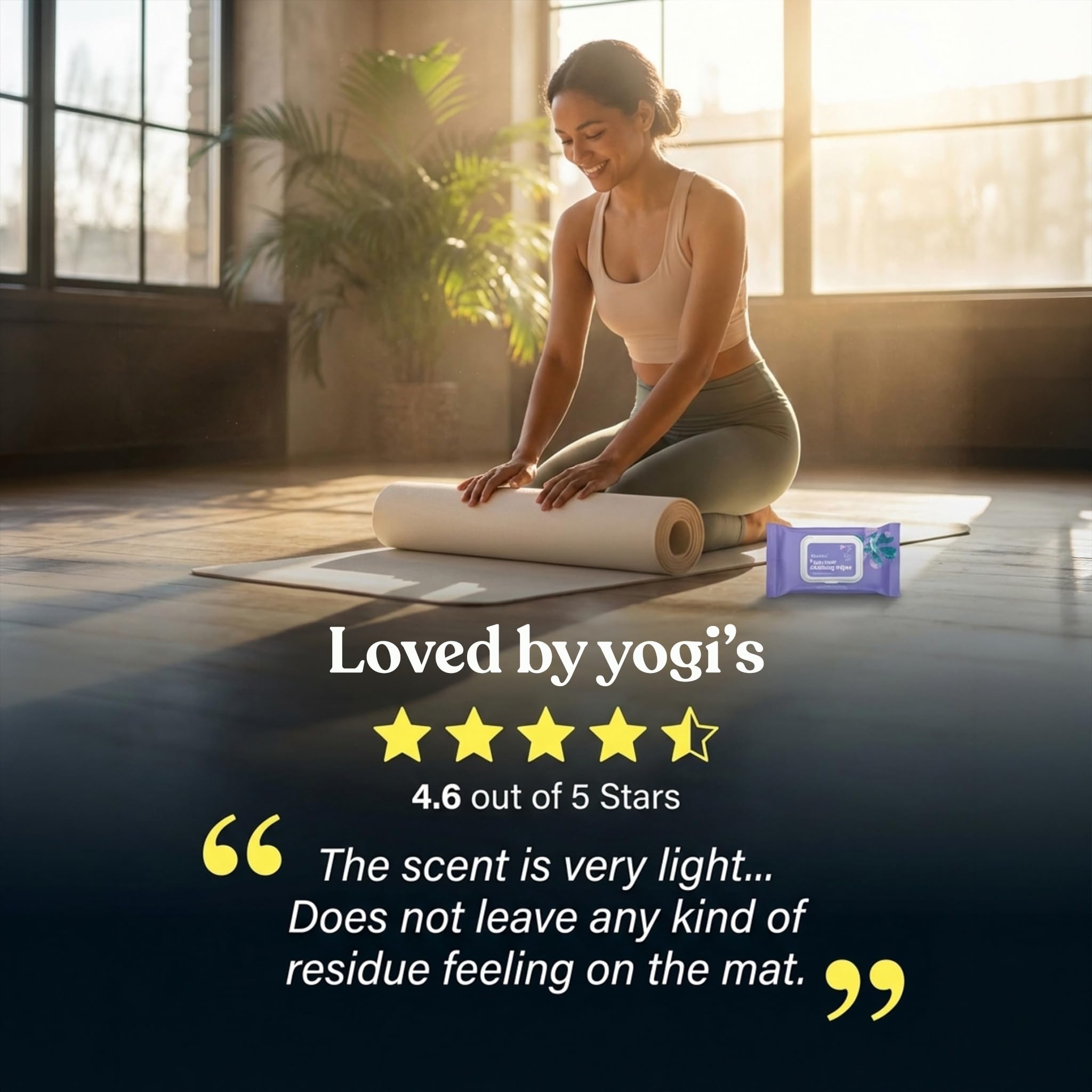 ASUTRA Yoga Mat Cleaning Wipes (Lovely Lavender), 2 Pouches (30 Wipes Each) - No Slippery Residue, Deep-Cleansing for Fitness Gear & Gym Equipment