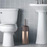 nu steel Round Shape Stainless Steel Toilet Brush Holder for Bathroom Copper Color Finish Comes with a Complete Plastic Liner Inside to Prevent