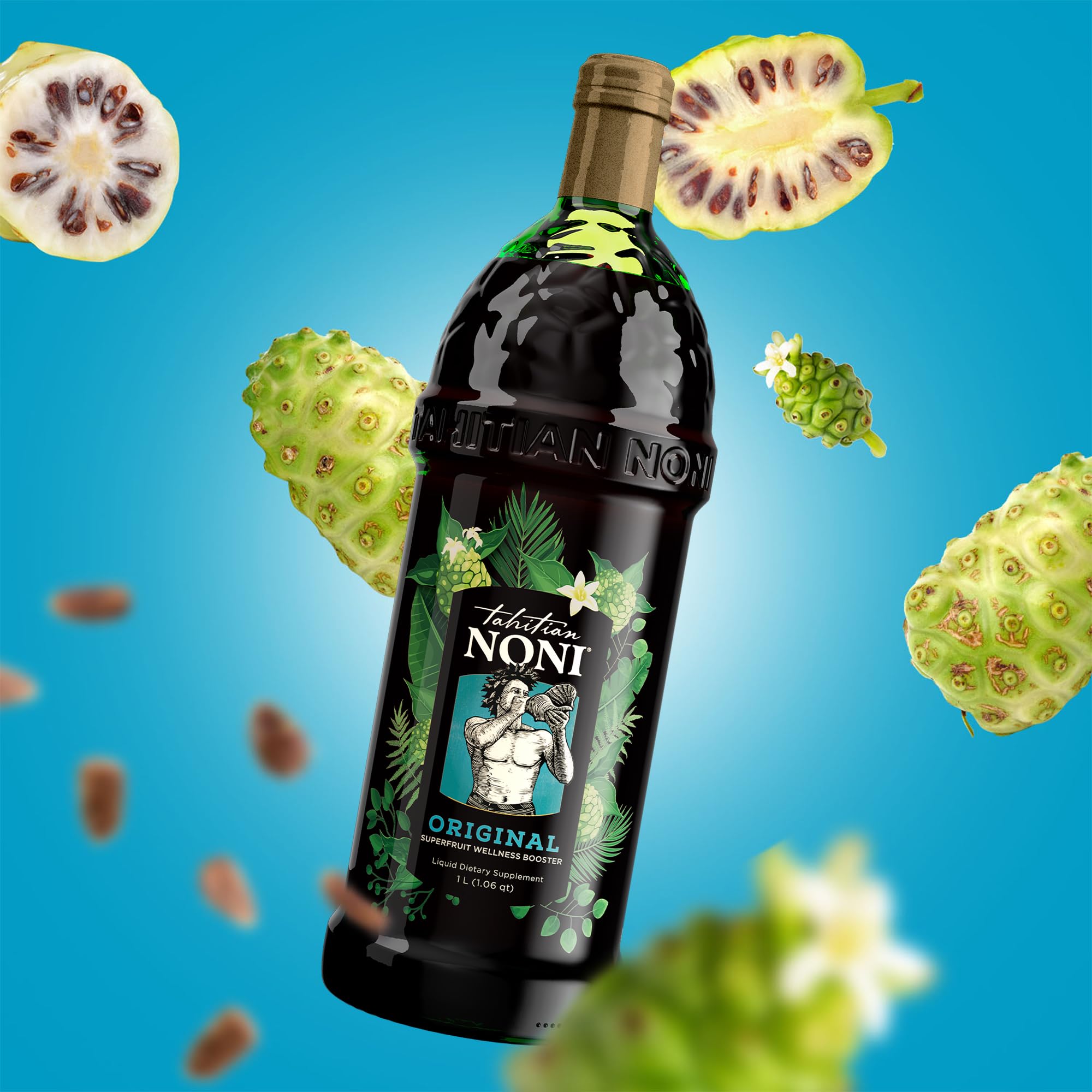 TAHITIAN NONI Juice by Morinda, Original and Authentic, Noni Fruit Puree from Tahiti with Natural Blueberry & Grape (Resveratrol), All-Natural Daily