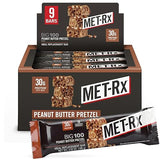 MET-Rx Big 100 Colossal Protein Bars, Great as Healthy Meal Replacement, Snack, and Help Support Energy, Peanut Butter Pretzel, With Vitamin A
