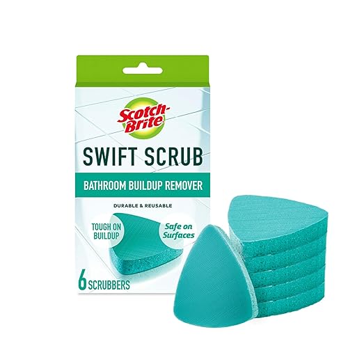 Scotch-Brite Swift Scrub Bath Cleaner Scrubbers, Soap Scum Remover for Cleaning Bathroom, Bathroom Scrubber Pads Safe for Tile, 6 Bathroom Cleaner