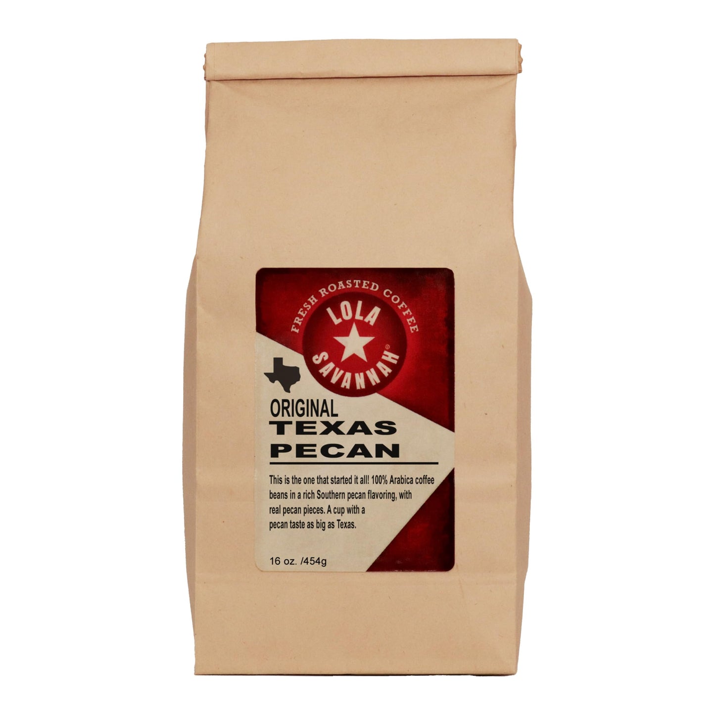 Lola Savannah Texas Pecan Whole Bean Caffeinated Coffee, 1lb