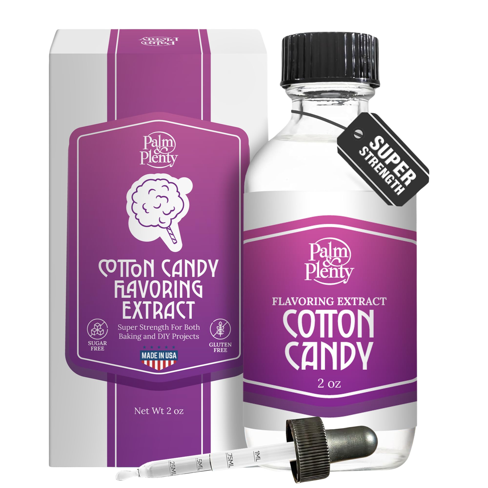 Palm and Plenty Cotton Candy Extract - Flavoring for Candy, Baking, and Drinks - Food-Grade Oil for Baked Goods, Desserts, Frostings, and Fillings