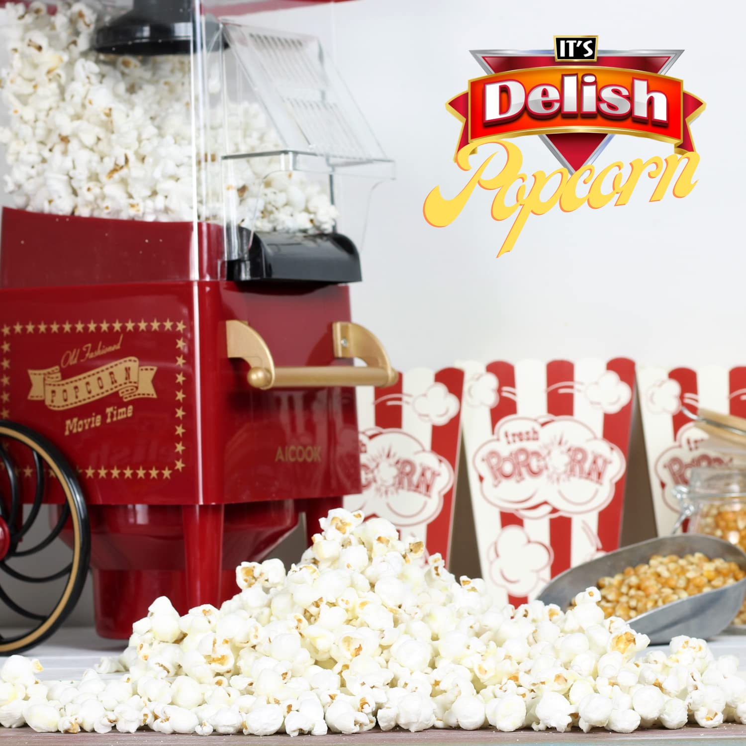 Gourmet Kettle Corn Popcorn by It's Delish, 8 Oz Bulk Bag | Sweet and Salty Kettle Popcorn | Air Popped Pop Corn Healthy Snacks for Movie Night Snack