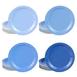 Axigundaone 144 Pcs Dusty Blue Paper Plates Bulk, 7 Inch Gradient Blue Cake Plate Disposable, Round Dessert Paper Plates for Birthday, Wedding, Party