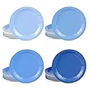 Axigundaone 144 Pcs Dusty Blue Paper Plates Bulk, 7 Inch Gradient Blue Cake Plate Disposable, Round Dessert Paper Plates for Birthday, Wedding, Party