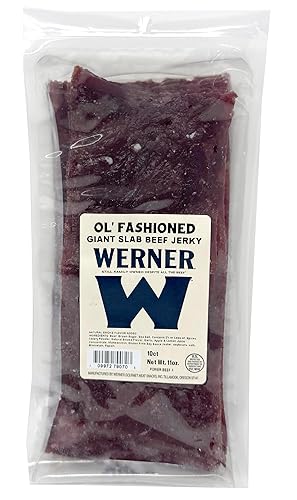 Werner Beef Jerky Slab 10 Count - Giant Jerky Slab, Jerky Sheets Thinly Sliced Beef Jerky Bulk Pack (Ol' Fashioned)