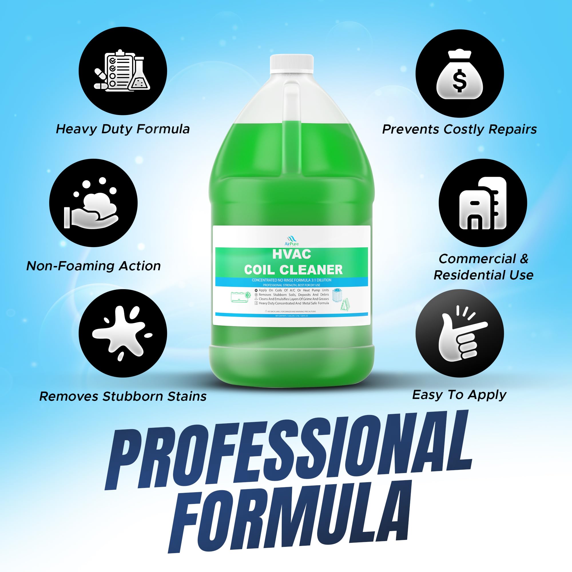 Complete Mini Split Cleaning Kit Featuring Nu-Calgon Evap Pow'r C Coil Cleaner & CleanAir Odour Treatment Tab - For Units Up To 39 Inches Wide