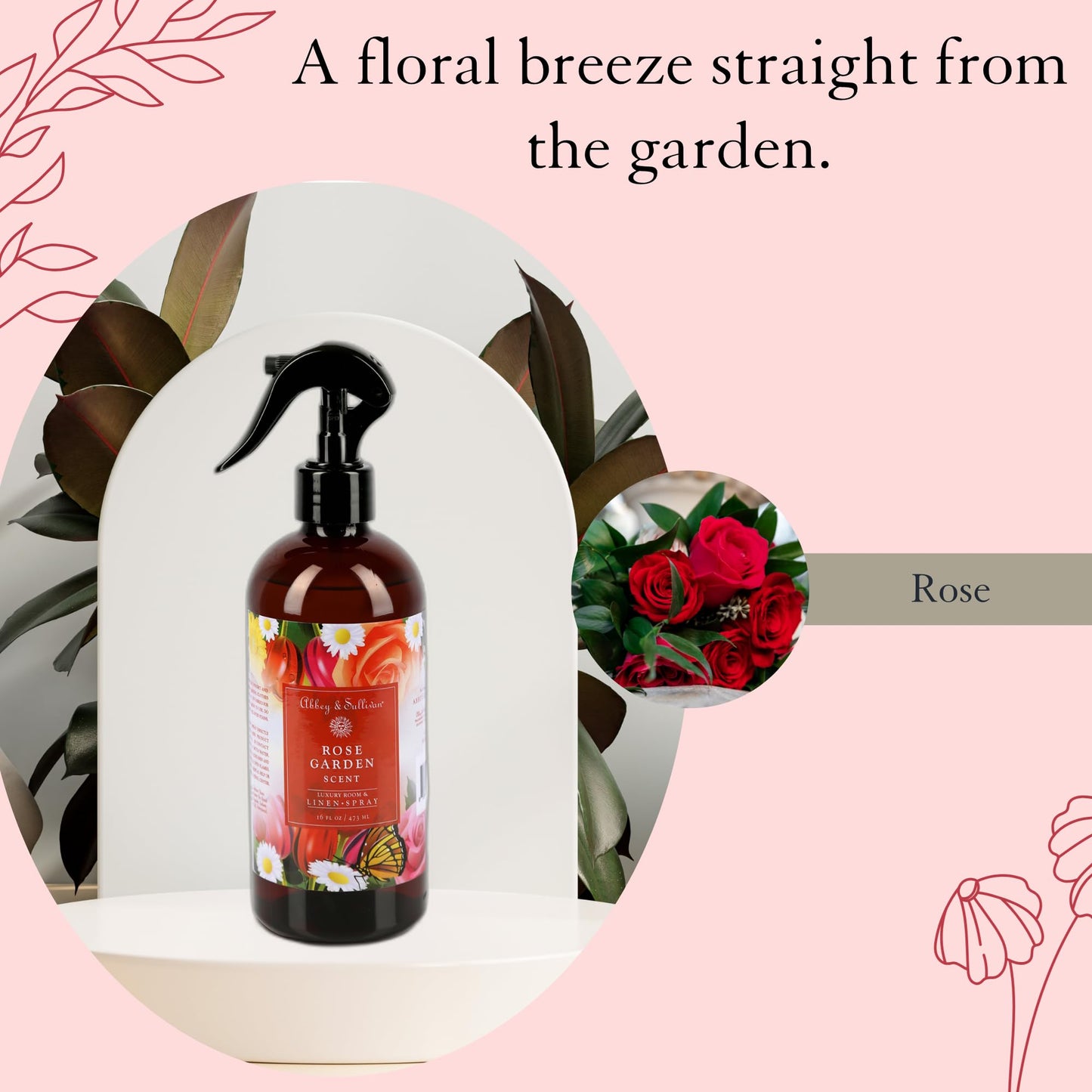 Abbey & Sullivan Linen Spray, Rose Garden, 16 oz