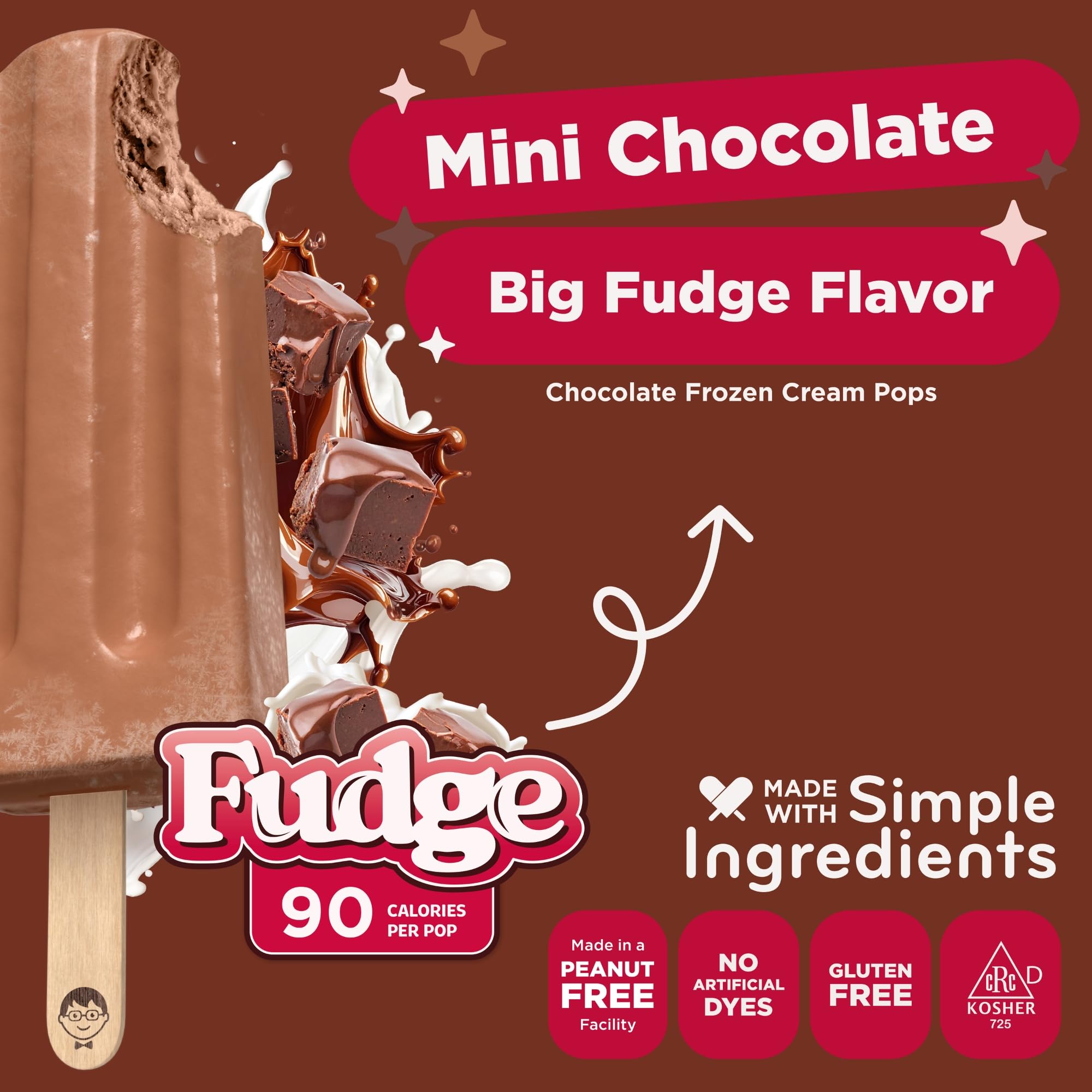 JonnyPops Chocolate Fudge Cream Minis Frozen Pops 6ct
