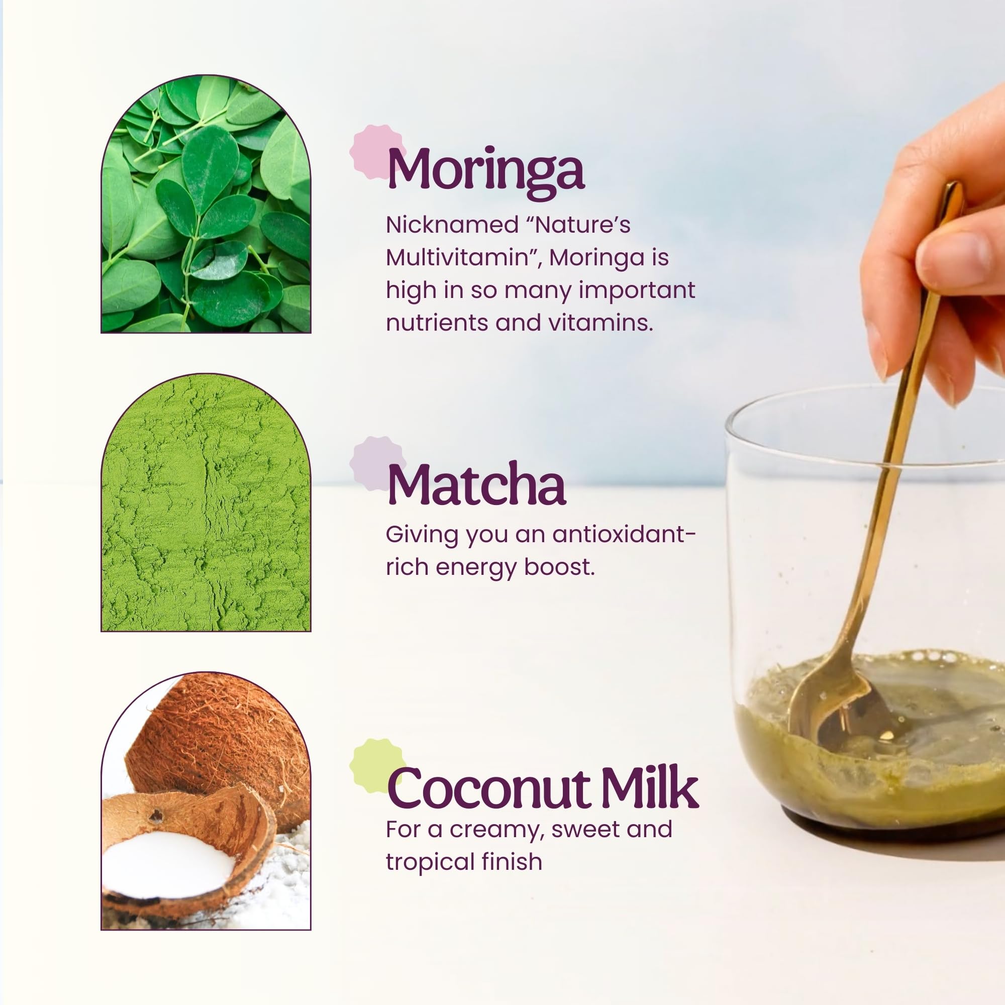 Blume Superfoods Latte - Matcha Powder with Coconut, Natural Caffeine, L-Theanine, All Day Energy & Focus, Sugar-Free, Moringa, Vegan, Organic Matcha