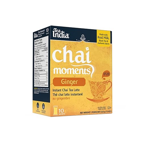 Tea India Chai Moments Ginger Chai Tea Instant Latte Mix Flavorful Blend Of Premium Black Tea, Ginger & Natural Ingredients Traditional Indian