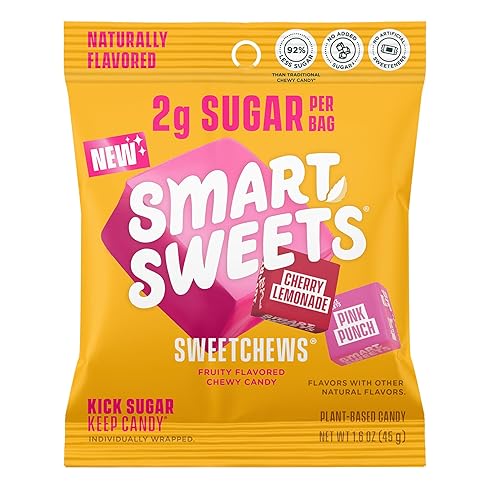 SmartSweets SweetChews Chewy Candy, Gluten Free, Plant Based, Healthy Snacks for Adults & Kids, Low Sugar, Pink Punch & Cherry Lemonade, No Artificial