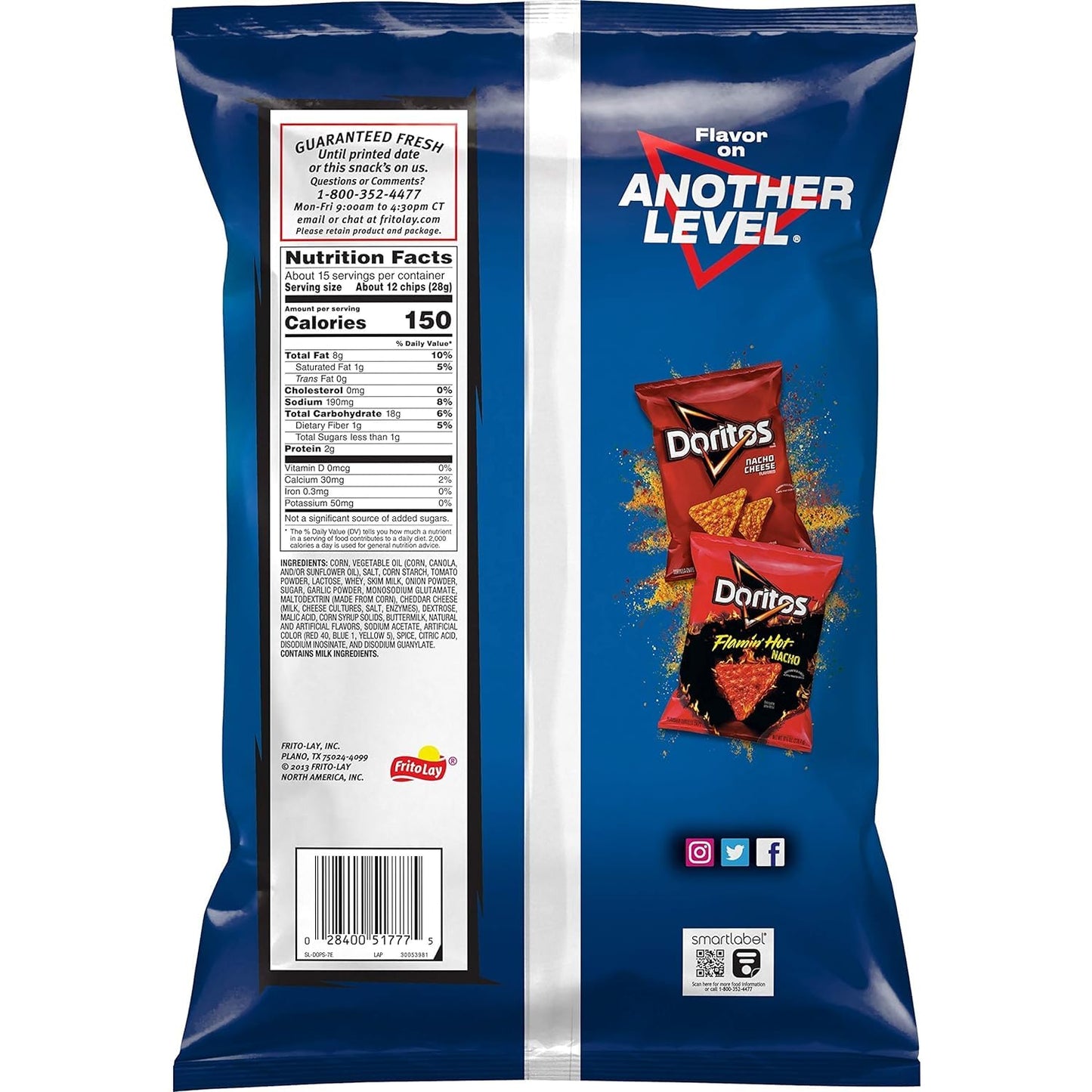 Doritos Tortilla Chips Cool Ranch Flavored Snack, Party Size, 14.5oz Bag