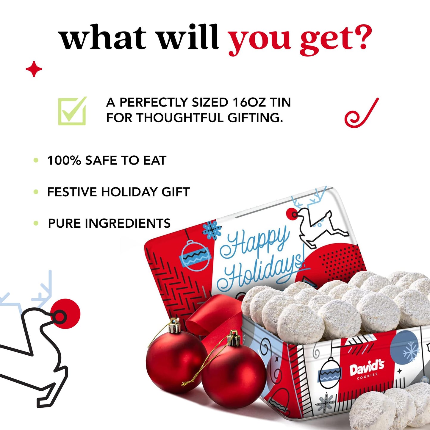 David’s Cookies Winter Wonderland Butter Pecan Meltaway Tin - Delicious with Crunchy Pecans - Soft & Melt In Your Mouth Flavorful Snack, Gourmet