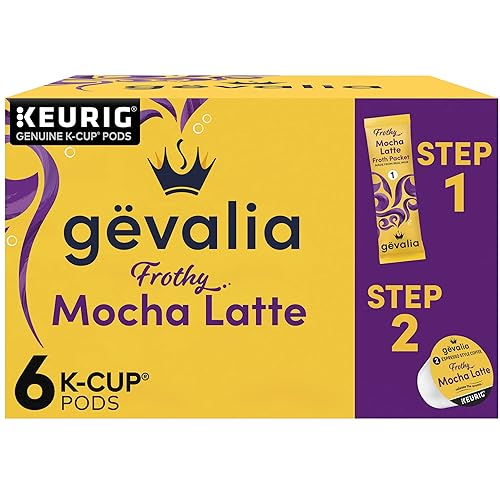 Gevalia Frothy 2-Step Mocha Latte Espresso Keurig K-Cup® Coffee Pods & Froth Packets Kit (6 ct Box)