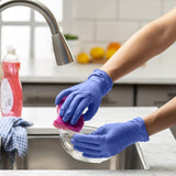 GUSTO Blue Nitrile Disposable Gloves [100 Count] 4 Mil Thick - Latex & Rubber Free - Non-Sterile, Powder-Free Gloves for Cleaning, Cooking
