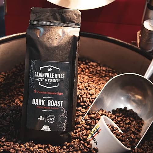 Fresh Roasted Coffee - Whole beans - Dark Roasted from Colombia - Single Origin Farm - 1 Lb coffee - Saxonville Mills Cafe