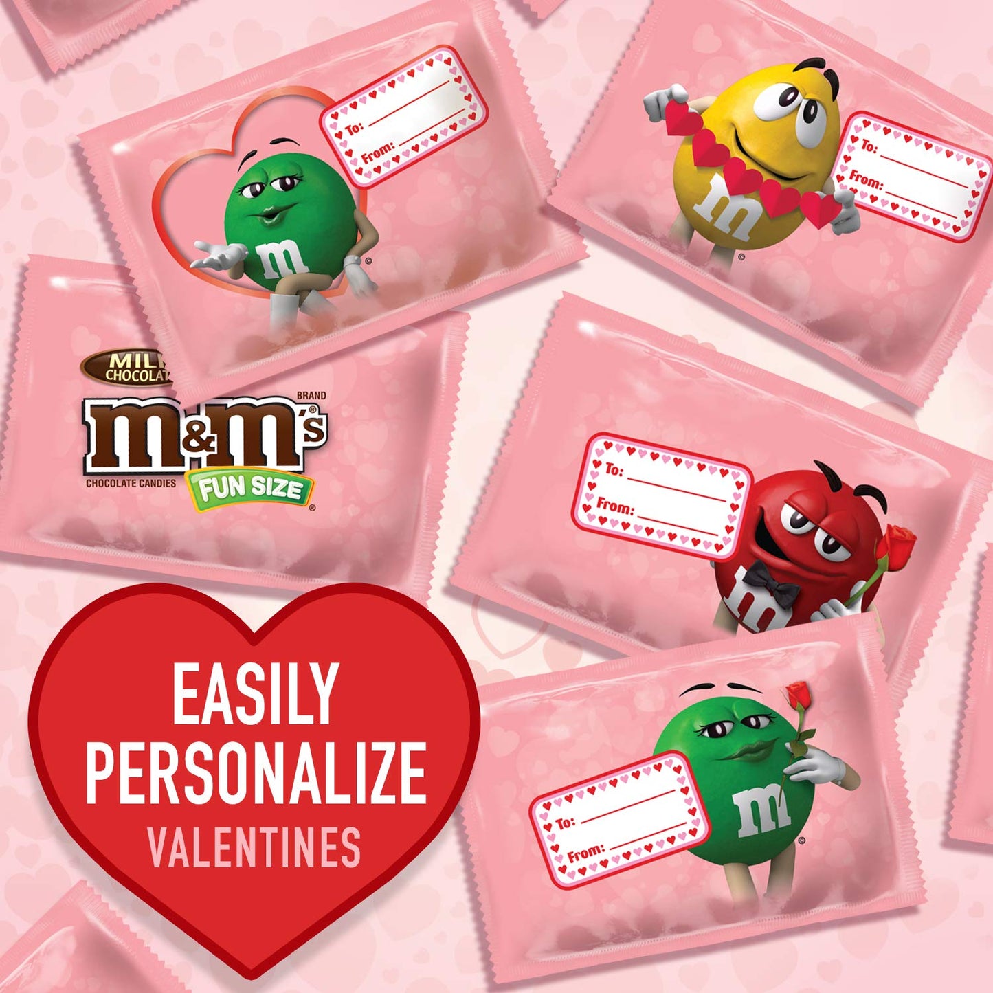M&Ms Milk Chocolate Valentines Day Exchange Candy, 12.13 Oz (27Piece), 12.13 Oz