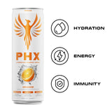 PHX Hydration Energy Drink - 700mg Electrolytes, 200mg Natural Green Tea Caffeine, 100% Daily Value 8 Essential Vitamins - 12 oz Cans (12 Pack) (12