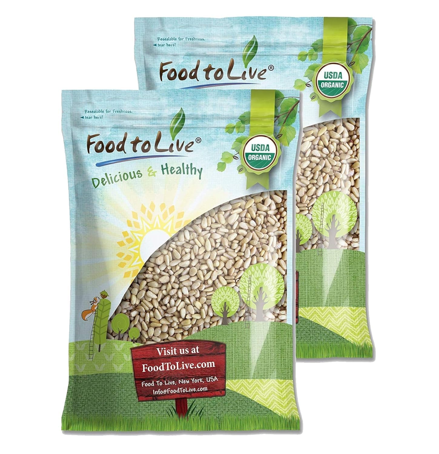 Food to Live Organic Pine Nuts, 18 Pounds - Non-GMO, Whole Raw Pignolias, Unsalted, No Shell, Vegan, Kosher, Bulk Snack. Rich in Vitamin E, Protein