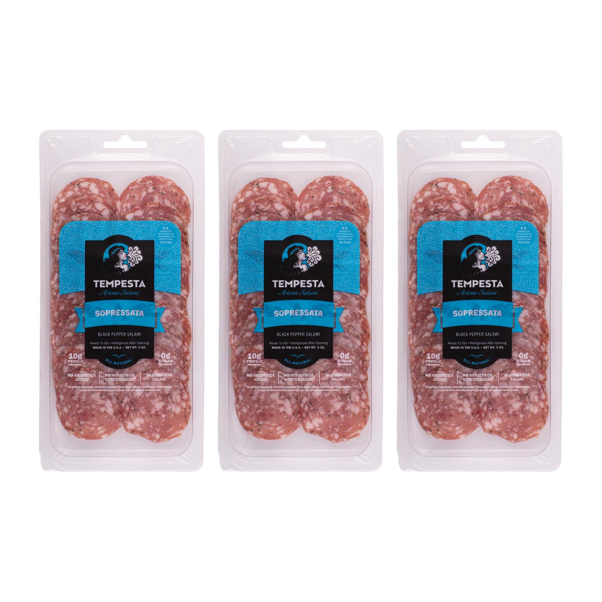 Tempesta SOPRESSATA Black Pepper Salami, 3 OZ (Pack of 3)