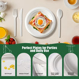 250 Pcs Biodegradable Paper Plates Set Disposable Dinnerware Set, Eco Friendly Compostable (EXTRA LONG UTENSILS), Utensil include, Forks, Knives