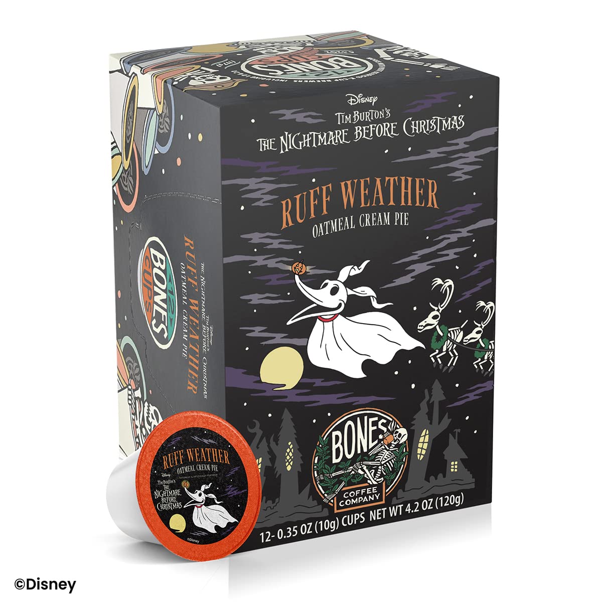 Bones Coffee Company Ruff Weather, Oatmeal Creampie Flavored Coffee Pods, Low Acid Medium Roast Single-Serve Bones Cups for K-Cups Brewers Coffee