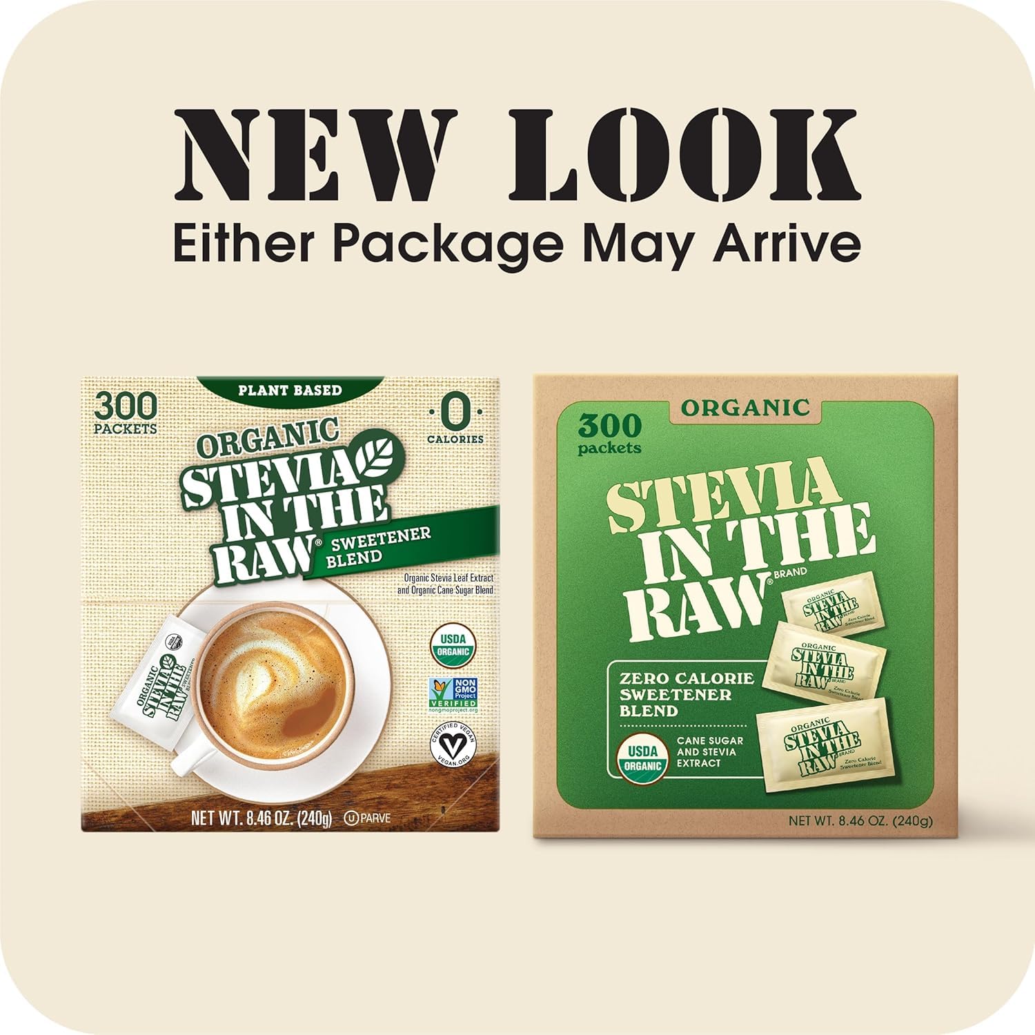 Stevia In The Raw Organic Stevia Sweetener Packets, 300 Ct, Zero Calorie Stevia Sugar Substitute Packets, No Erythritol or Artificial Flavors, USDA Organic, Non-GMO Project Verified, Vegan