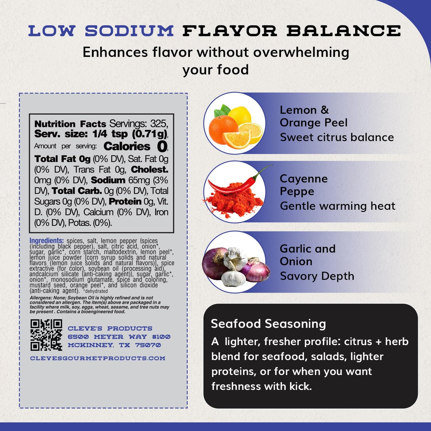 Cleve's Gourmet Gulf Coast Citrus and Herb Kick, Fish, Shrimp & Seafood Seasoning for Grilling & Cooking, 8.25 oz