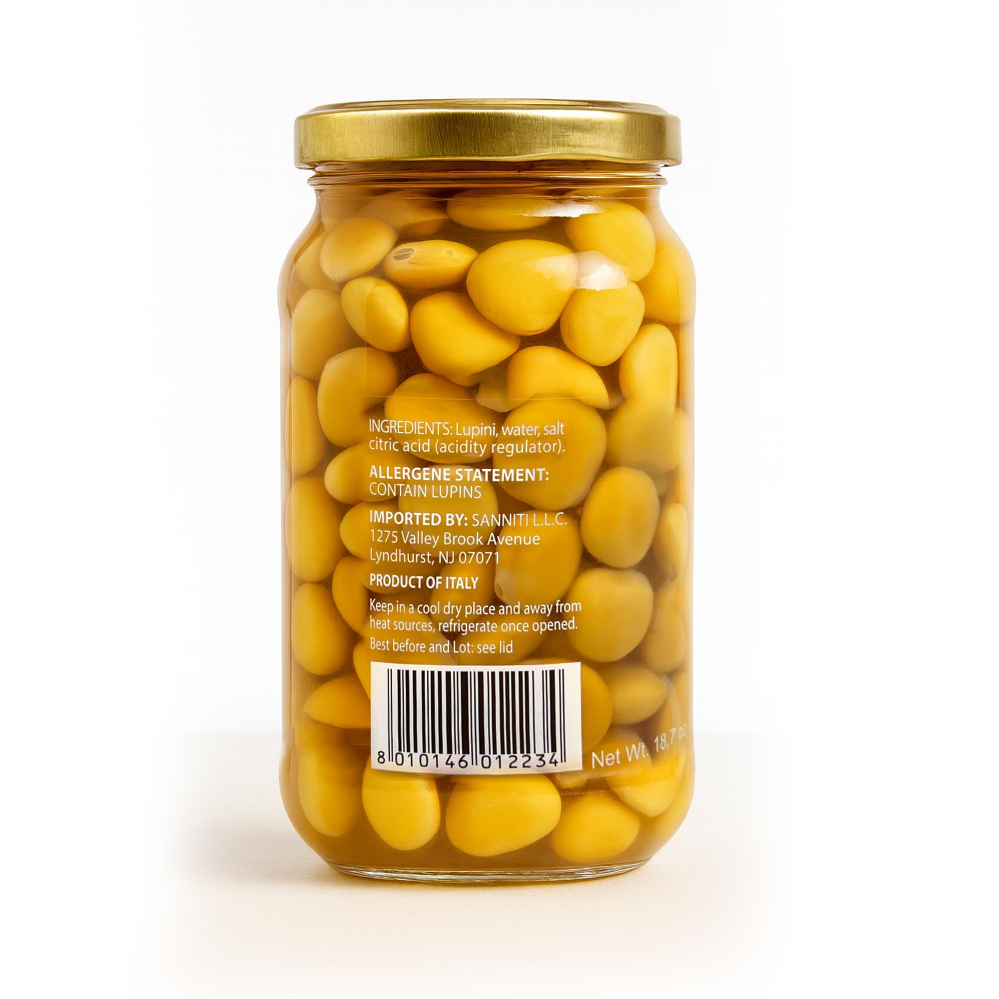 Sanniti Italian Lupini Beans Jar, 18.7 oz (Pack of 2)