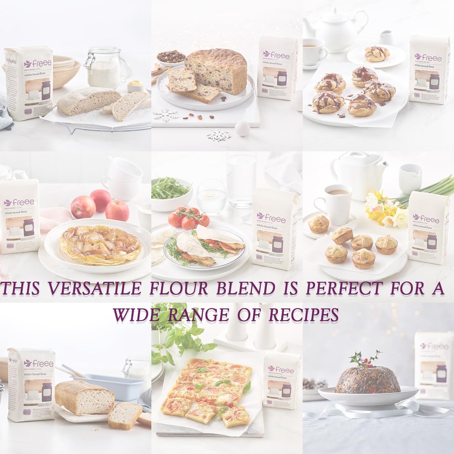 freee Gluten Free White Bread Flour 2.2 lb / 1 kg (Pack of 2) | Premium GF Flour Blend for Baking Breads, Sourdoughs, Rolls & Buns | Xanthan Gum |